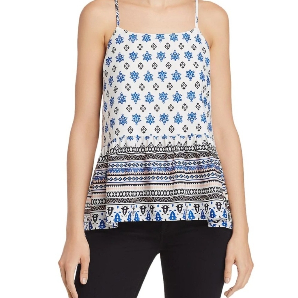 AQUA Flounce Printed Tank Top Blouse Brand New Sz XS